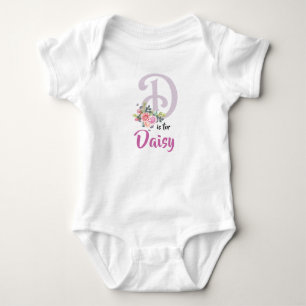 Daisy Name Baby Outfit Letter D Romper Floral Girl