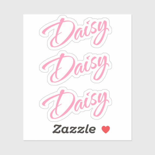 Daisy name pink cursive font x3 sticker (Sheet)