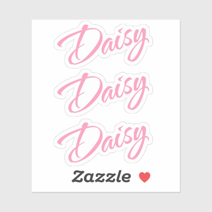 Daisy name pink cursive font x3 sticker Zazzle