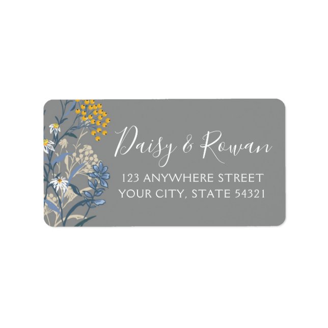 Daisy Navy Blue & Yellow Rowan Berries Address Label (Front)