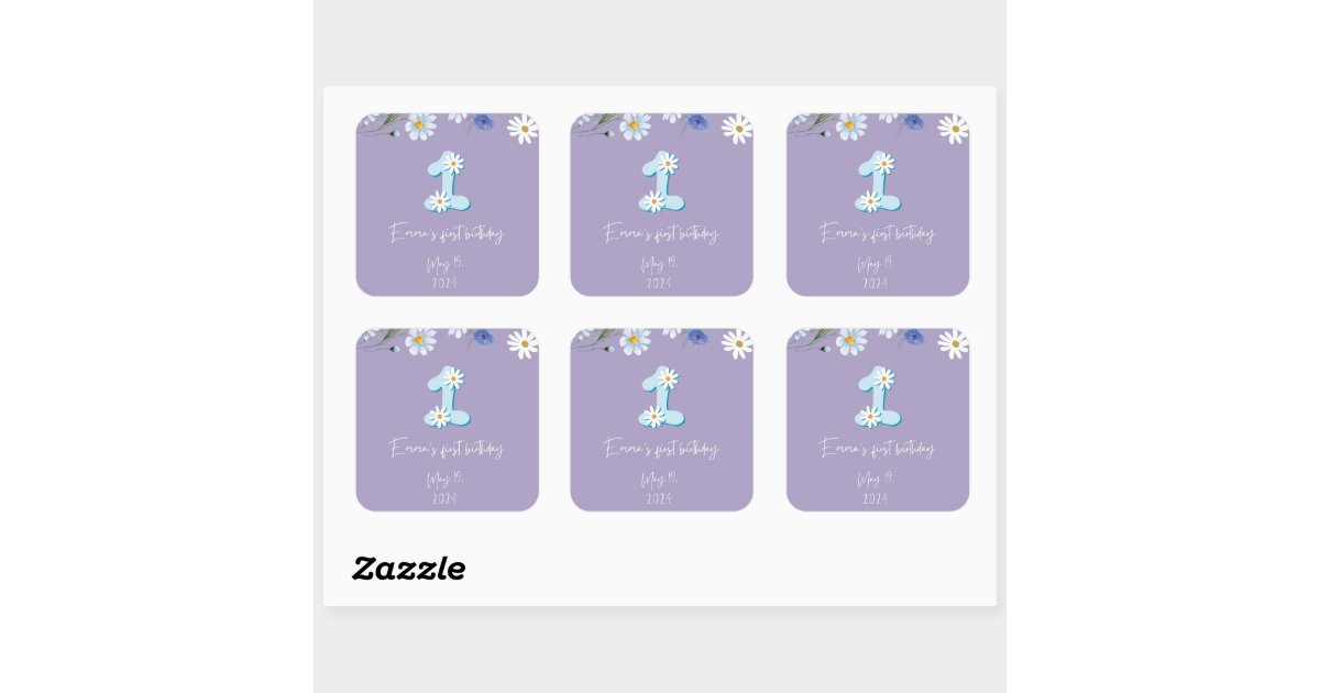 Daisy Number 1 Birthday Stickers | Zazzle