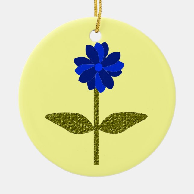 Daisy Ocean Blue Custom Birthday Ceramic Ornament (Front)