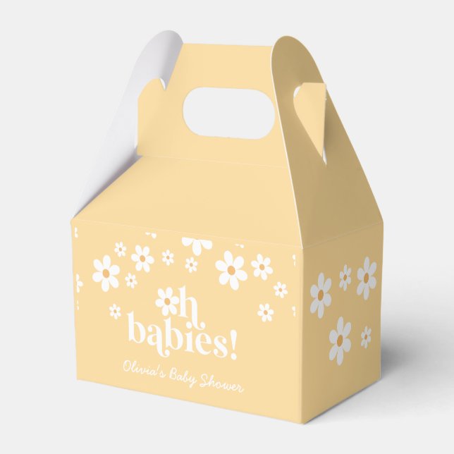 Daisy Oh Babies Retro Baby Shower Favor Box (Front Side)