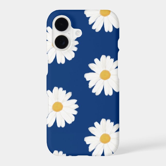 Daisy Oil Paint Style Flower Girly Blue iPhone Case (Back)
