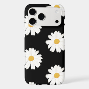 Daisy Oil Paint Style Flower Pattern Girly Black iPhone 17 Pro Max Case