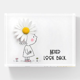 Daisy On a Little Girl With Inspirational Quote Paperweight