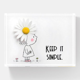 Daisy On a Little Girl With Inspirational Quote Paperweight