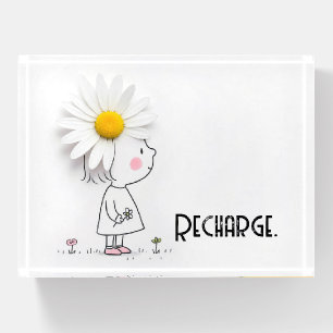 Daisy On a Little Girl With Inspirational Quote Paperweight
