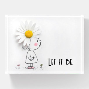 Daisy On a Little Girl With Inspirational Quote Paperweight