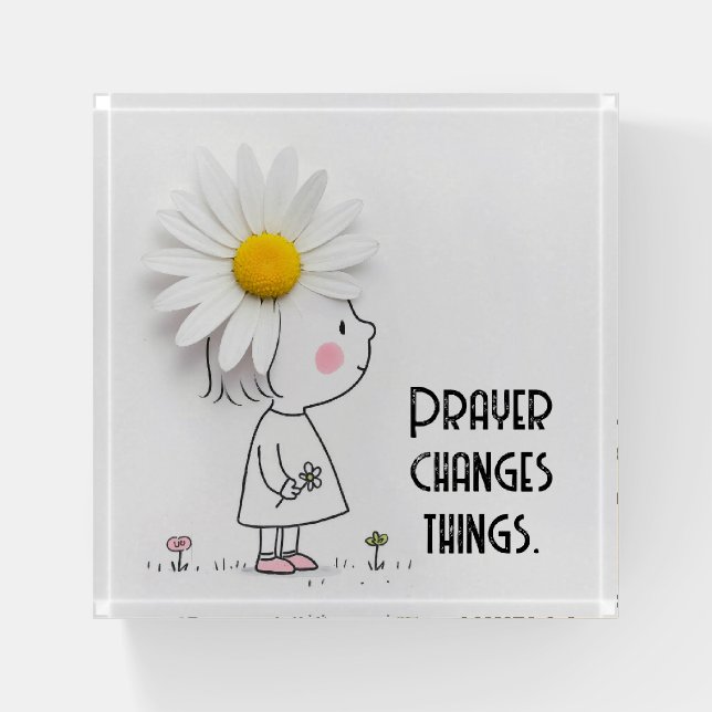 Daisy On a Little Girl With Inspirational Quote Paperweight (Front)
