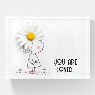 Daisy On a Little Girl With Inspirational Quote Paperweight