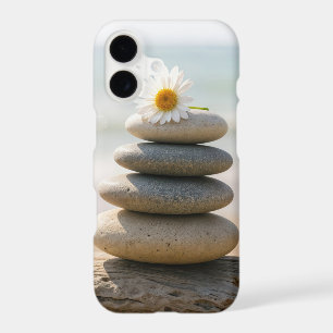 Daisy on a Stone Beach Cairn With Driftwood iPhone 17 Case
