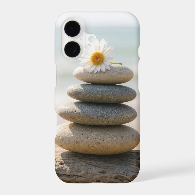 Daisy on a Stone Beach Cairn With Driftwood Case-Mate iPhone Case (Back)
