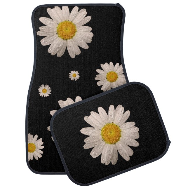 Daisy on Black Car Mats (multiple) (Set)