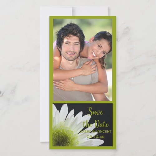 Daisy on Black Wedding Save the Date Photo Card