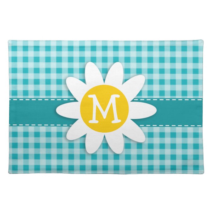 Daisy on Blue Green Gingham Placemats