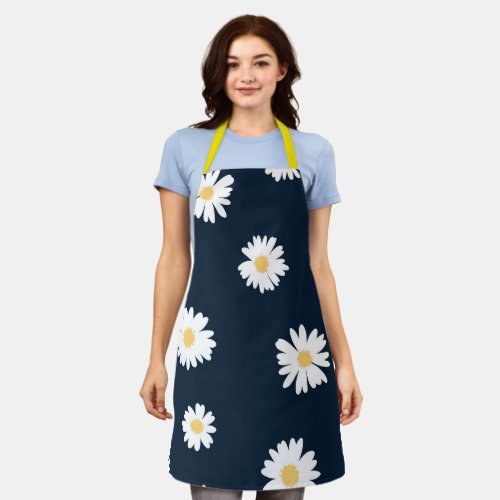 Daisy On Blue Pattern Apron