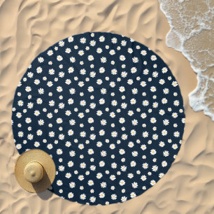 Daisy On Blue Pattern Beach Towel