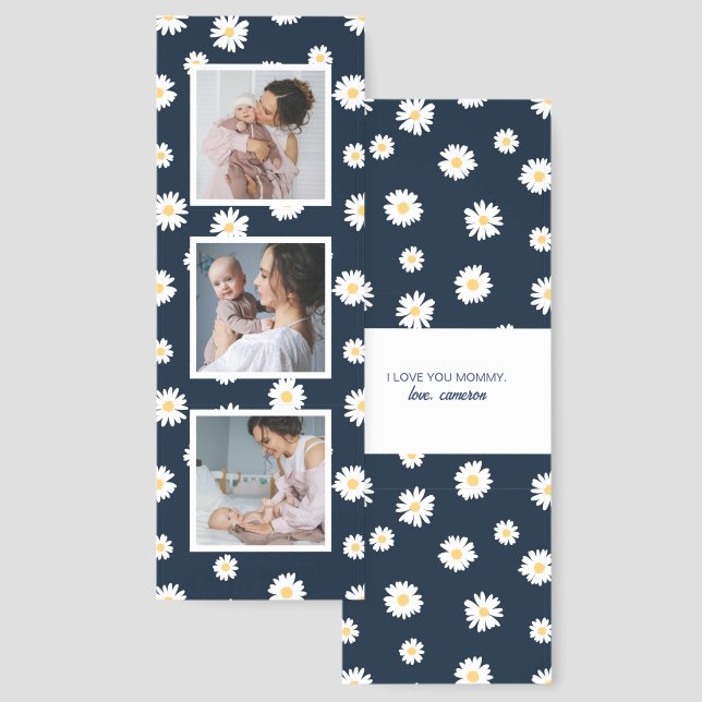 Daisy On Blue Pattern Bookmarks (Front & Back)