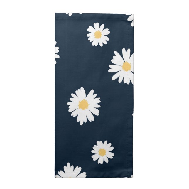 Daisy On Blue Pattern Cloth Napkin (Half Fold)