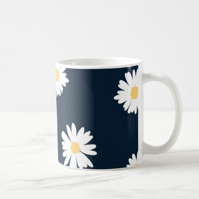 Daisy On Blue Pattern Coffee Mug (Right)