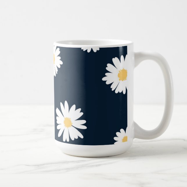 Daisy On Blue Pattern Coffee Mug (Right)