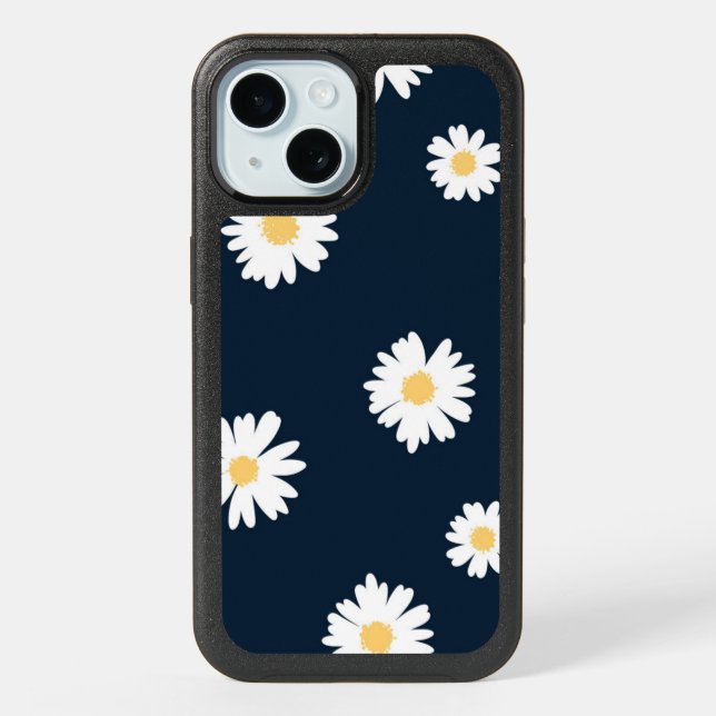 Daisy On Blue Pattern iPhone 15 Case (Back)