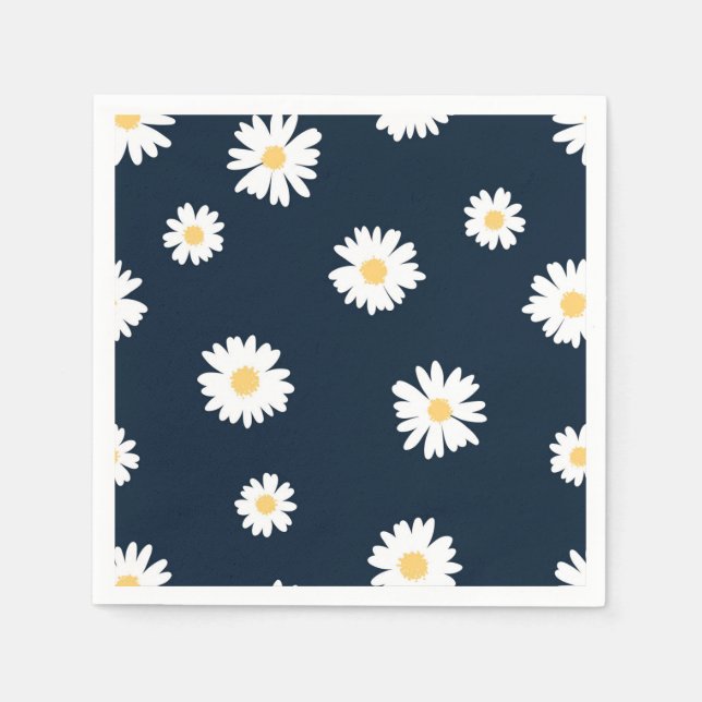 Daisy On Blue Pattern Napkins (Front)