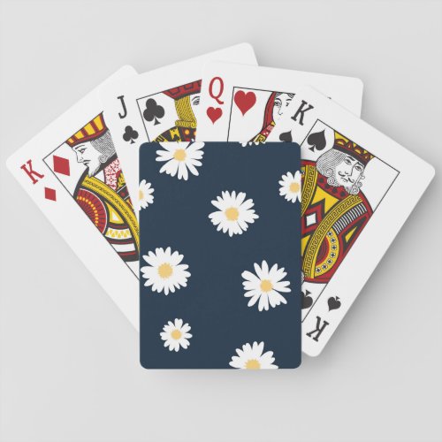 Daisy On Blue Pattern Playing Cards
