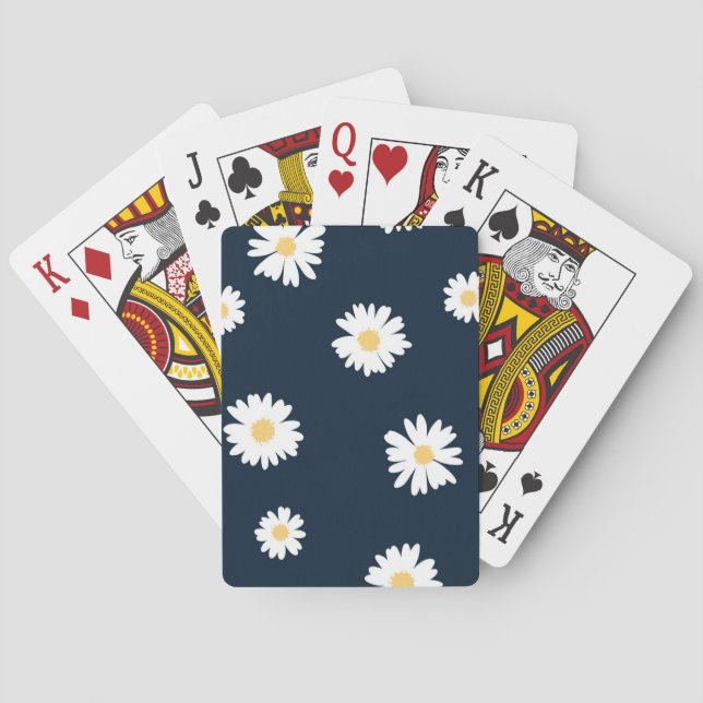 Daisy On Blue Pattern Poker Cards (Back)