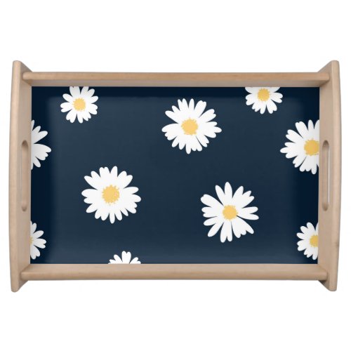 Daisy On Blue Pattern Serving Tray