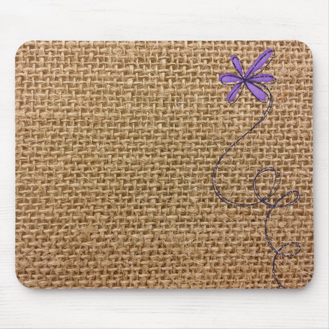 Daisy on burlap mouse pad (Front)