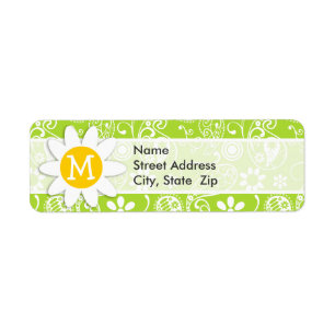 Daisy on Citron Green Paisley; Floral Label