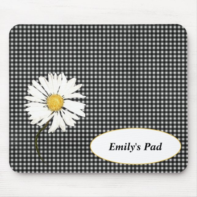 Daisy on Gingham with Name Mouse Pad (Front)
