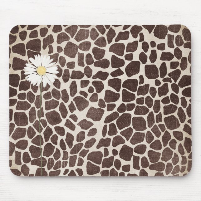 Daisy on Giraffe Print Mouse Pad (Front)