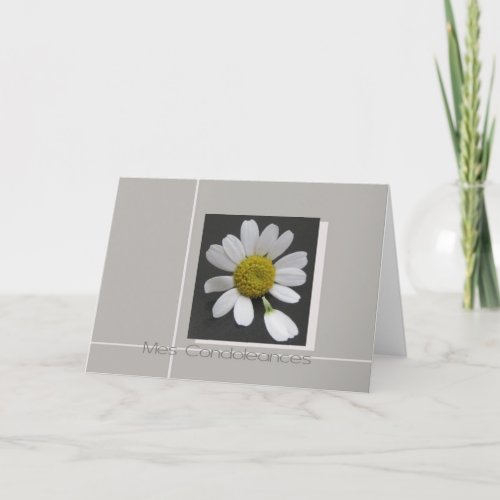 daisy on grey french sympathy card