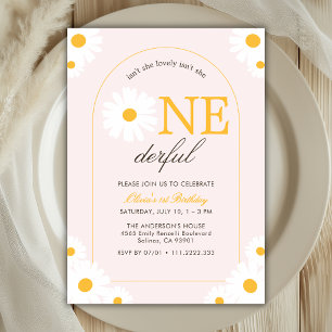 Daisy Onederful Floral 1st Girl Birthday Invitation