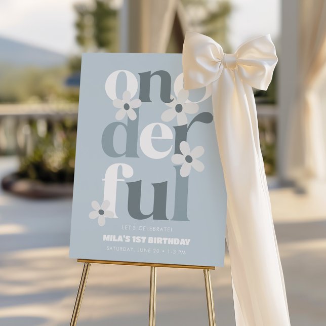 Daisy Onederful Modern Boho 1st Blue Birthday Foam Board (Creator Uploaded)