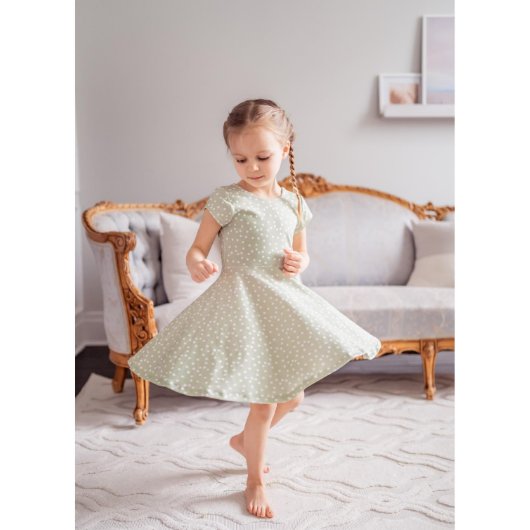 Daisy or Floral Spring Girls Twirl Dress (Front)