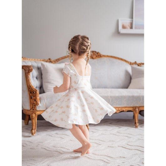Daisy or Floral Spring Girls Twirl Dress (Back)