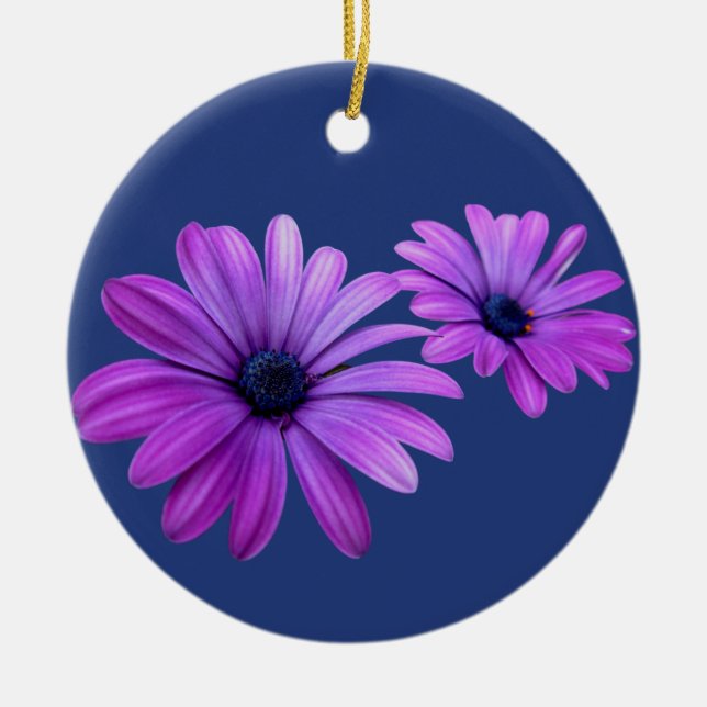 Daisy Ornament Purple Flowers Christmas Decoration (Front)
