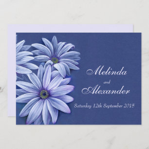 Daisy osteospermum wedding invitation blue purple