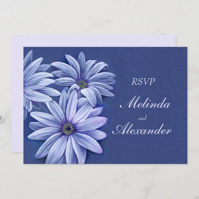 Daisy osteospermum wedding invitation RSVP (Front/Back)