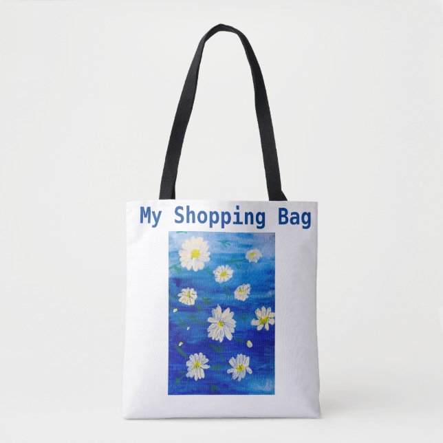 Daisy Painting Designed Reusable Shopping Bag (Front)