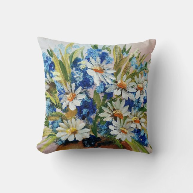 Daisy painting throw pillow (Front)