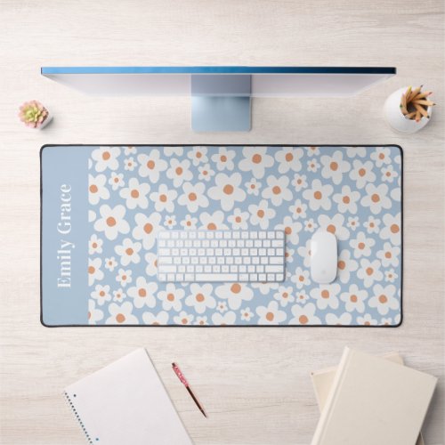 Daisy pale blue modern photo cute modern elegant desk mat
