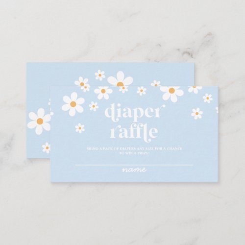 Daisy pale blue Retro Baby Shower Diaper Raffle Enclosure Card