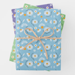 Daisy pattern background changable age sweet 16 wrapping paper sheets