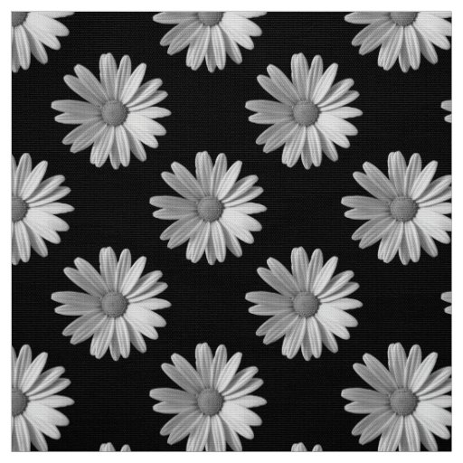 Daisy Pattern - Black and White Fabric