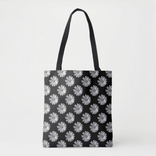 Daisy Pattern _ Black and White Tote Bag